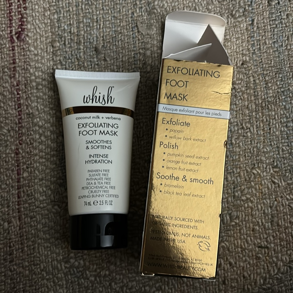 NIB Whish Beauty Exfoliating Foot Mask in Coconut Milk + Verbena